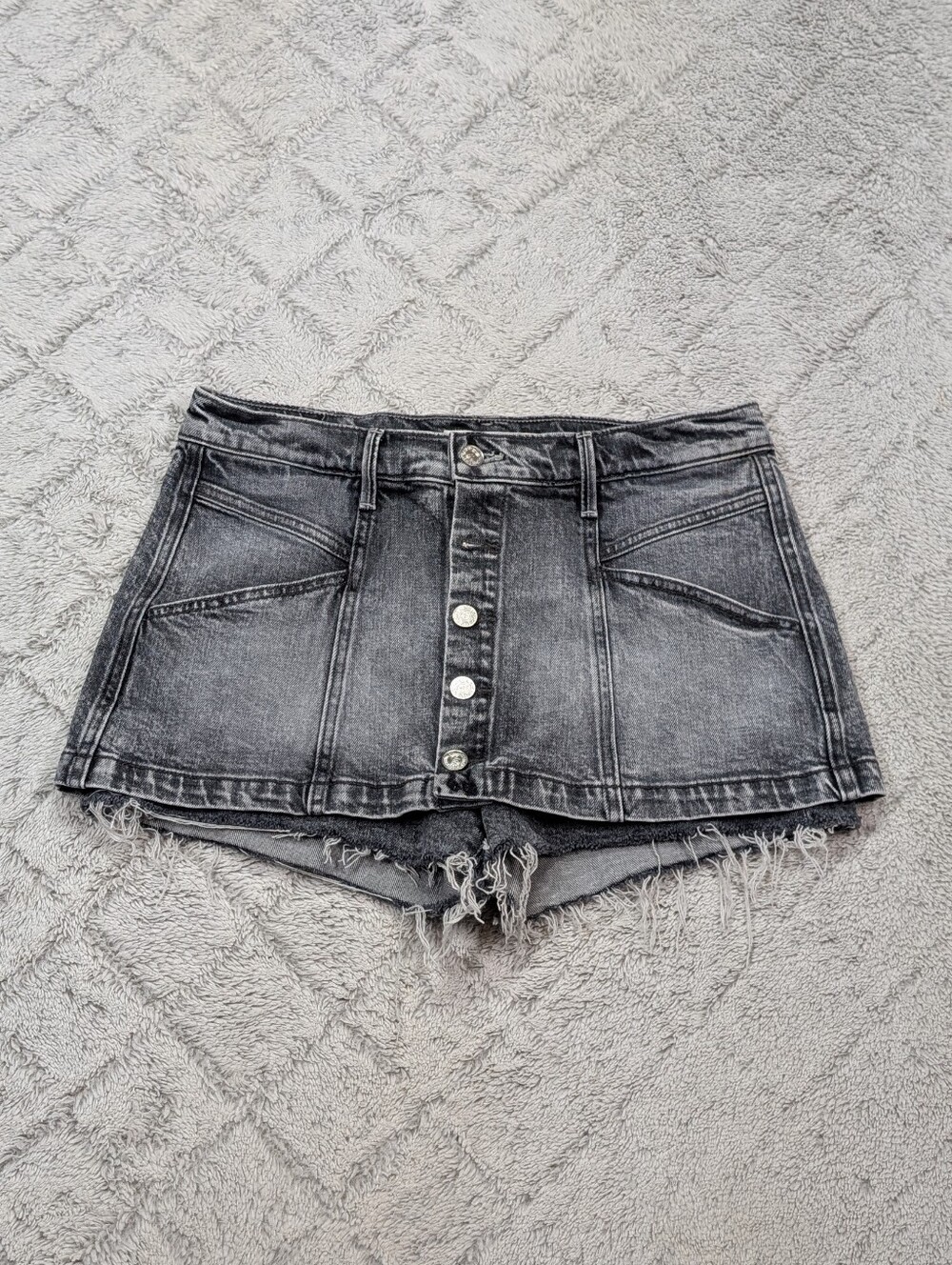 Mother Skirt Womens 28 Black Breaker Mini Denim Skort Cotton Shadow Dancing